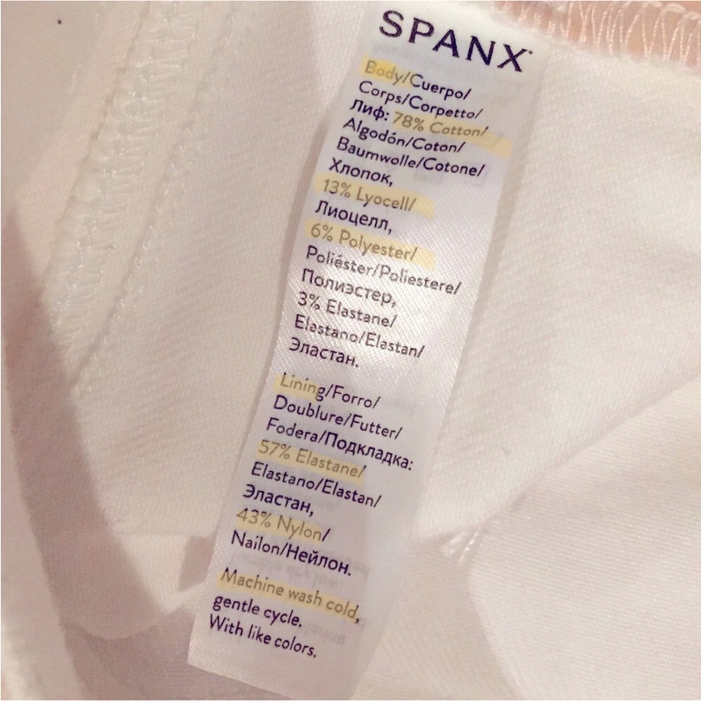 SPANX White High Rise Pull-On Skinny Legging Jeans Shape Stretch Denim Size- L - Picture 16 of 16